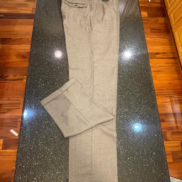 Next Mens 34 Formal Suit Dress Pants / Trousers Check Tapered Brown - Li… - Picture 1 of 13